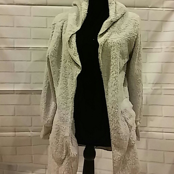 Last 1! SOFT FUZZY fleece cardigan hoodie Gray - Picture 8 of 8